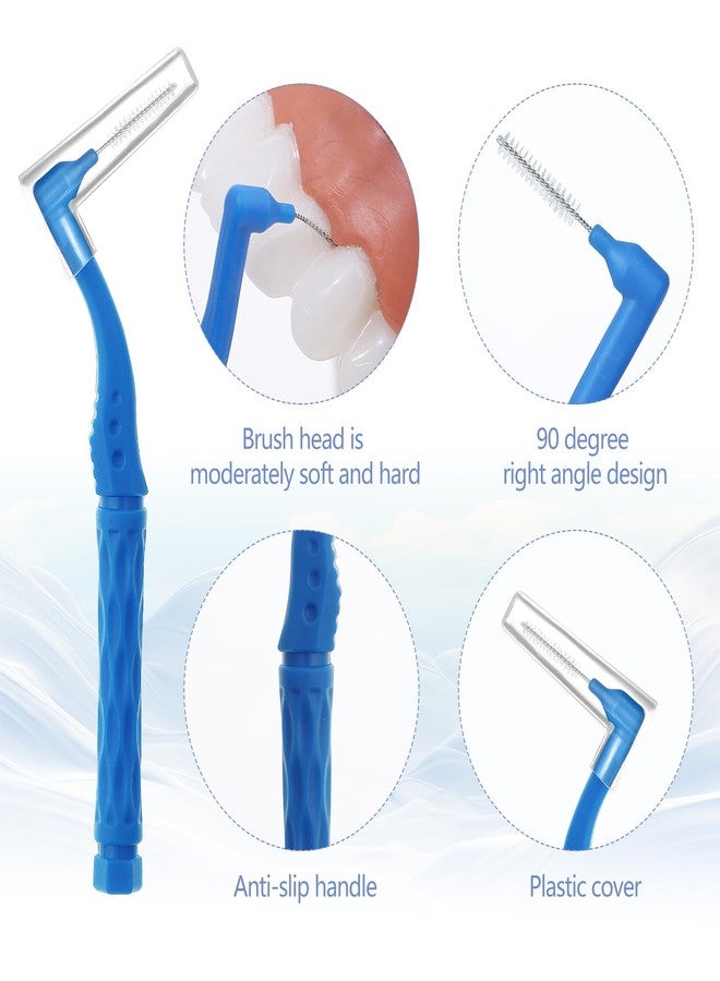 lanjue 50pcs Interdental Brushes, Blue Soft Dental Brushes with Non-Slip Handle Angled Head Tooth Picks Floss Sticks Dental Floss Brushes for Braces Oral Cleaning Narrow Gaps Between Teeth - Image 3